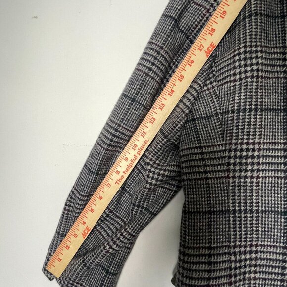 Vtg J. Crew Plaid‎ Blazer Men's 40R Gray Sport Coat 100% Wool Jacket Career USA - Picture 7 of 13